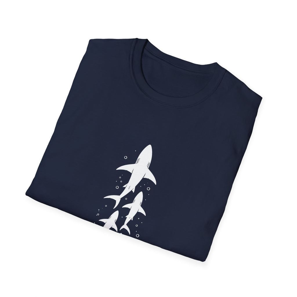 Shark Family Graphic T-Shirt — Vertical White Sharks Design