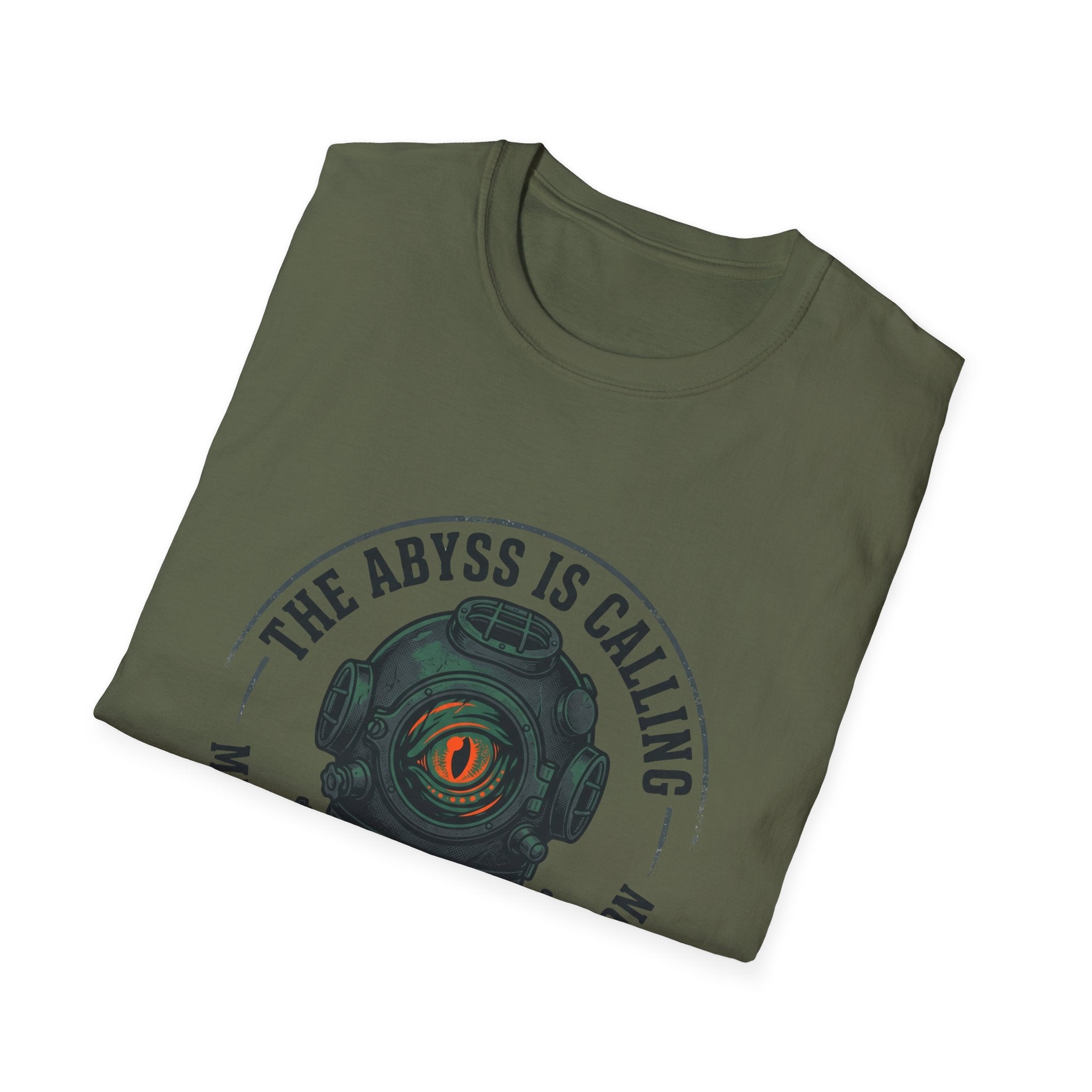 The Abyss Is Calling T-Shirt — Midnight Zone Diver Helmet Graphic Tee