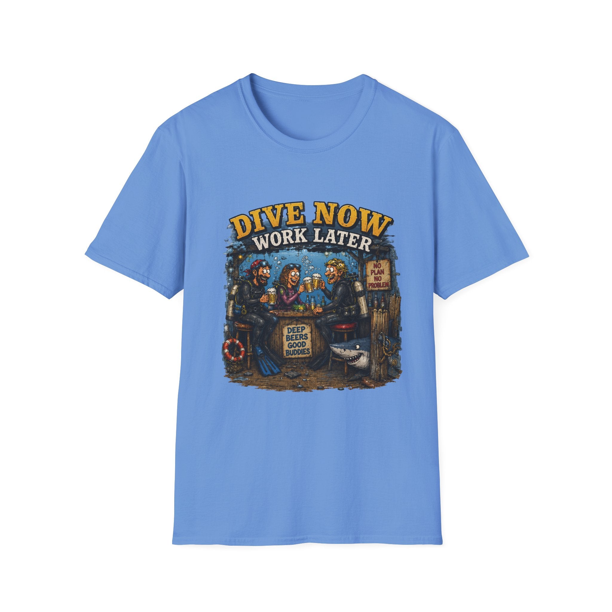 Dive Now Work Later T-Shirt — Funny Scuba Diving Tee for Divers