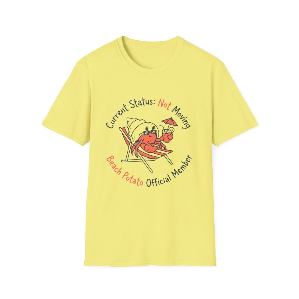 Beach Potato T-Shirt – “Current Status: Not Moving” Relaxed Summer Tee