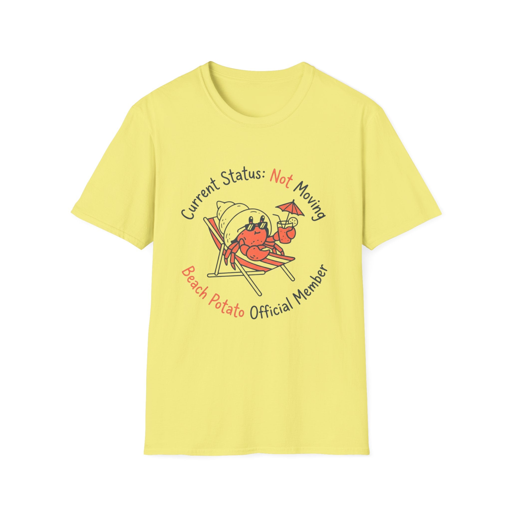 Beach Potato T-Shirt – “Current Status: Not Moving” Relaxed Summer Tee