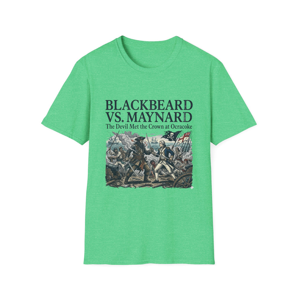 Blackbeard vs. Maynard T‑Shirt — "The Devil Met the Crown at Ocracoke" Historical Pirate Battle Tee