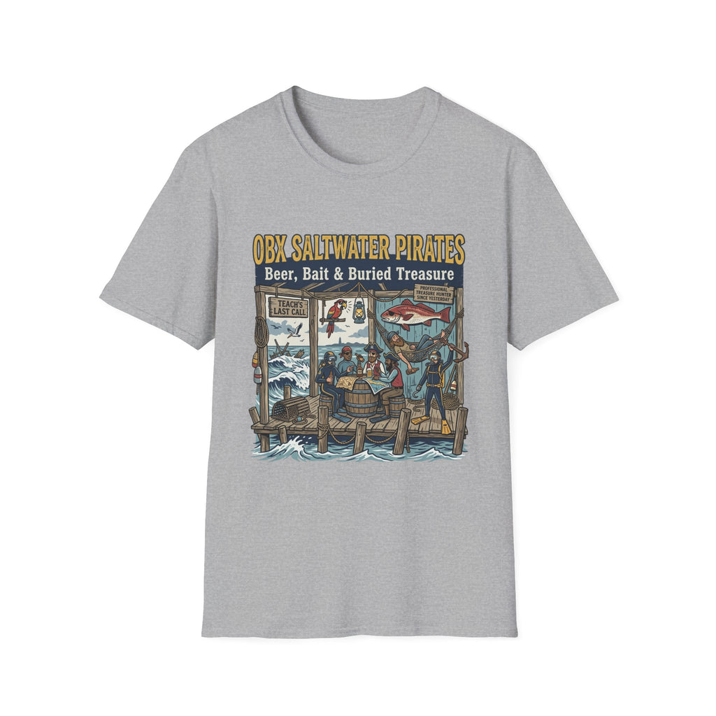 OBX Saltwater Pirates T-Shirt — "Beer, Bait & Buried Treasure" Coastal Fishing Tee