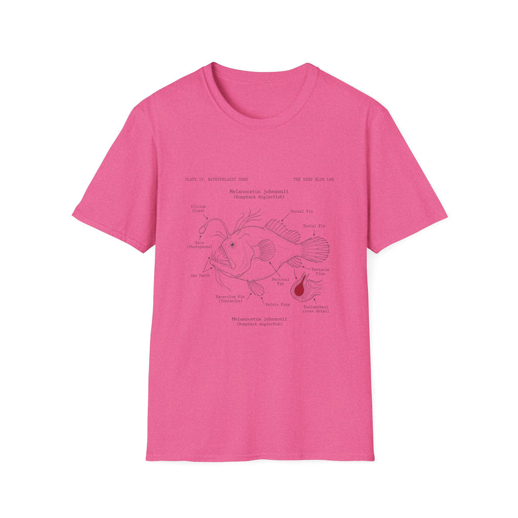 Anglerfish Anatomy Tee — Scientific Diagram Fish T-Shirt with “Anatomy of an Anglerfish” Design