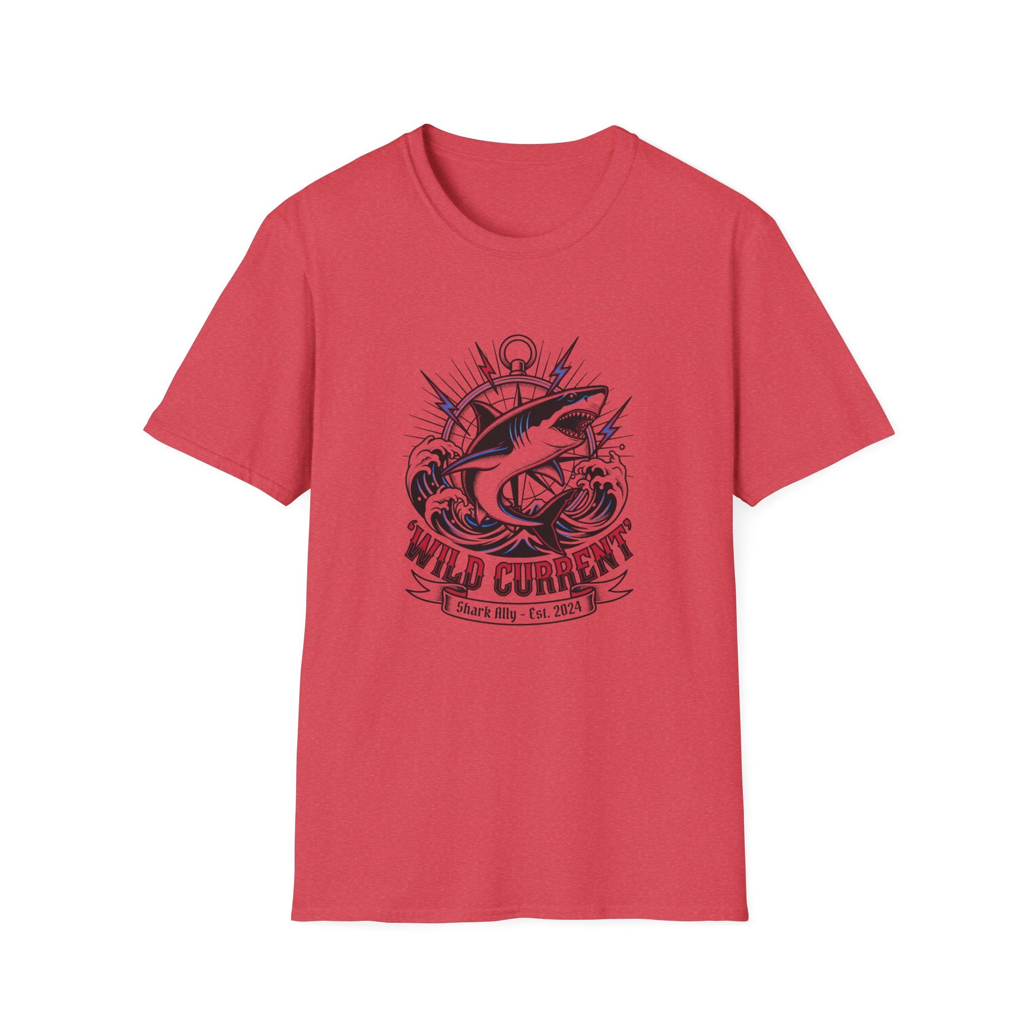 Shark "Wild Current" Graphic T-Shirt — Nautical Fishing Crew Tee