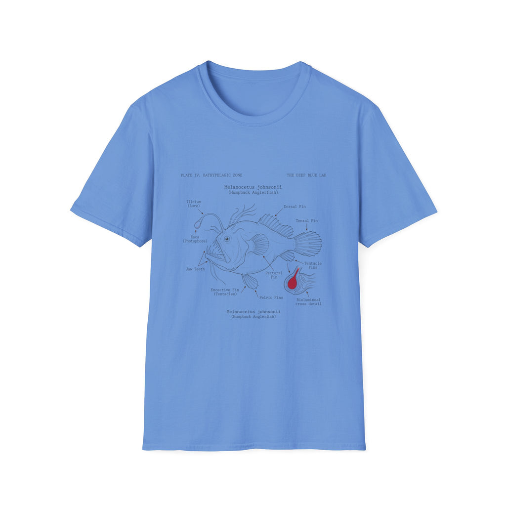 Anglerfish Anatomy Tee — Scientific Diagram Fish T-Shirt with “Anatomy of an Anglerfish” Design