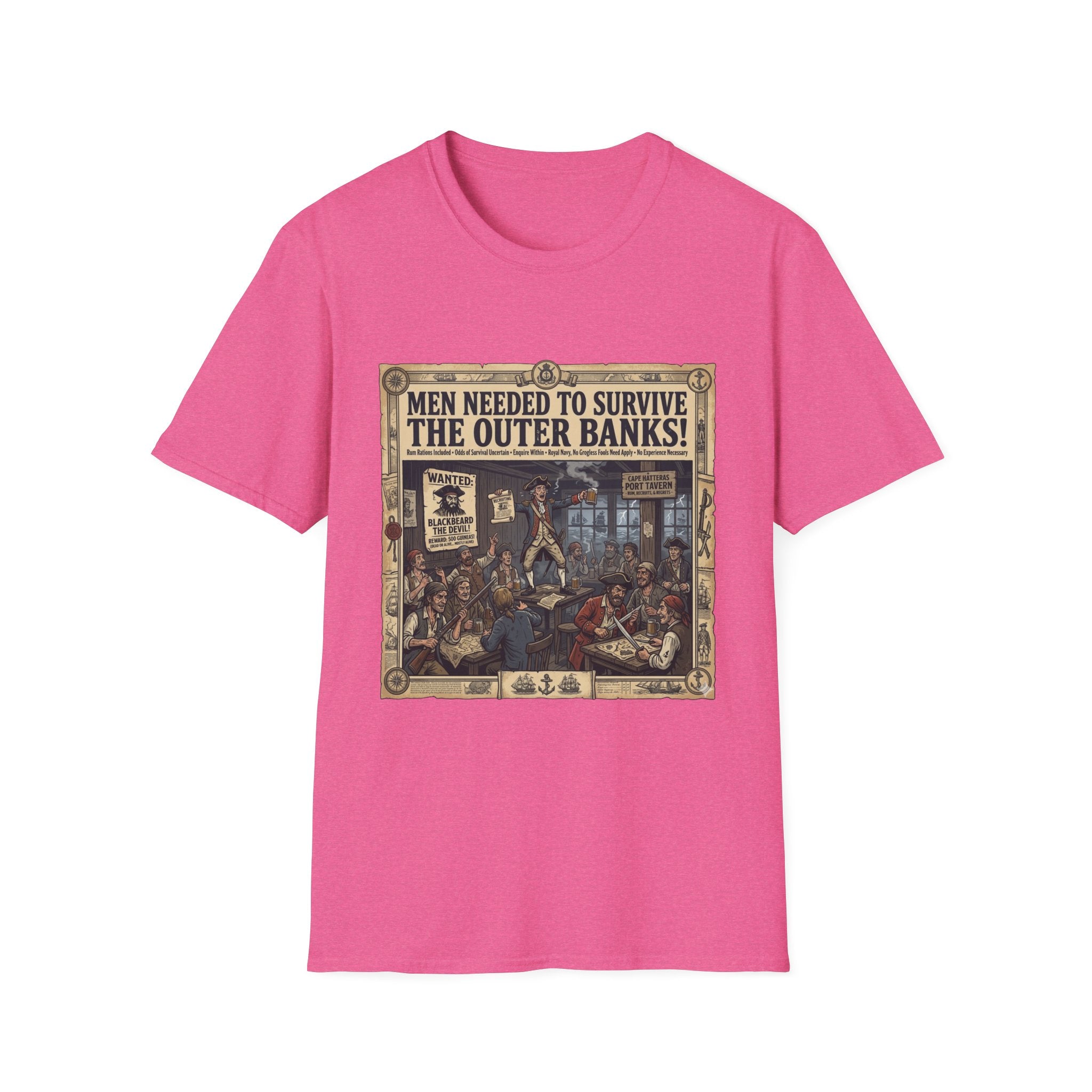 Outer Banks Wanted Poster T-Shirt — "Men Needed to Survive the Outer Banks!" Vintage Nautical Tee
