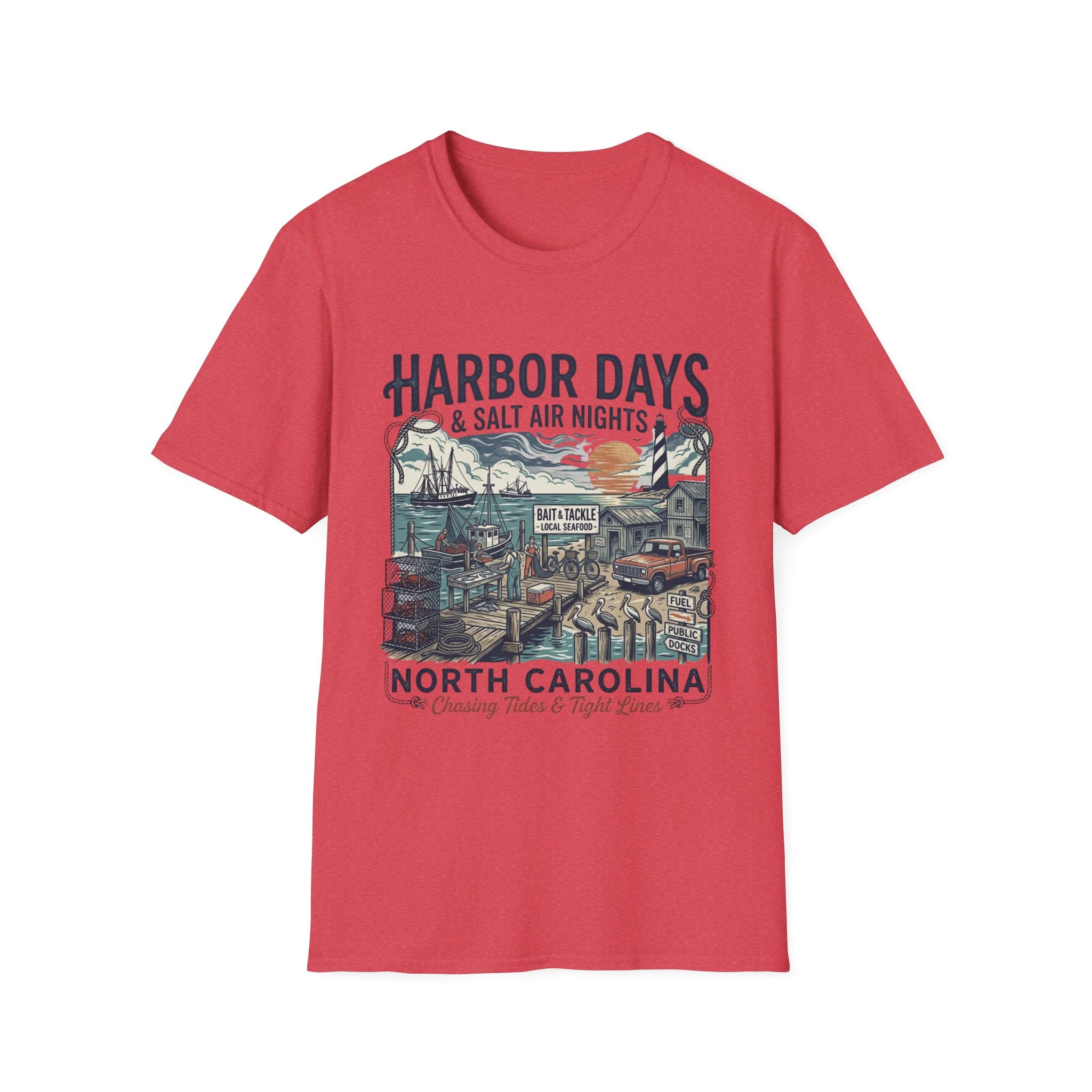 T-shirt Harbor Days — "Harbor Days & Salt Air Nights" T-shirt Vintage Côte de la Caroline du Nord