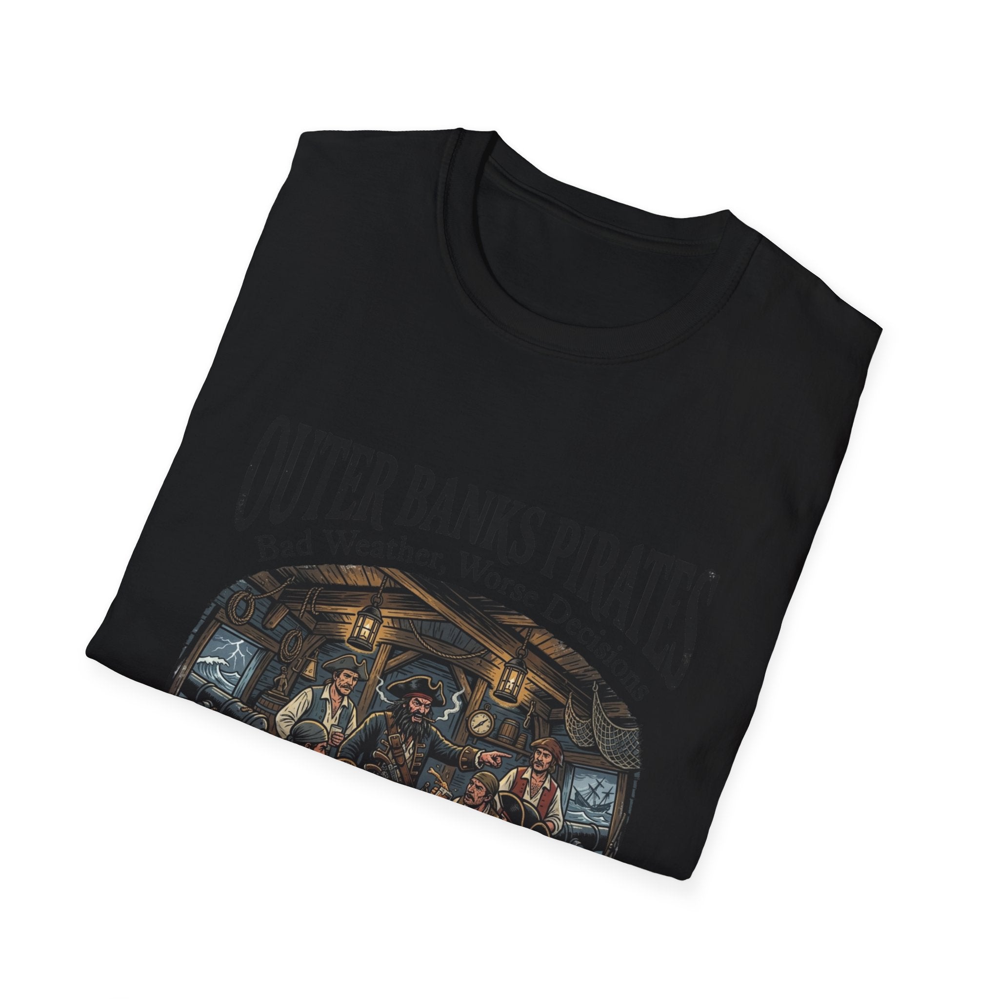 Outer Banks Pirates T-Shirt — "Bad Weather, Worse Decisions" Nautical Pirate Crew Tee