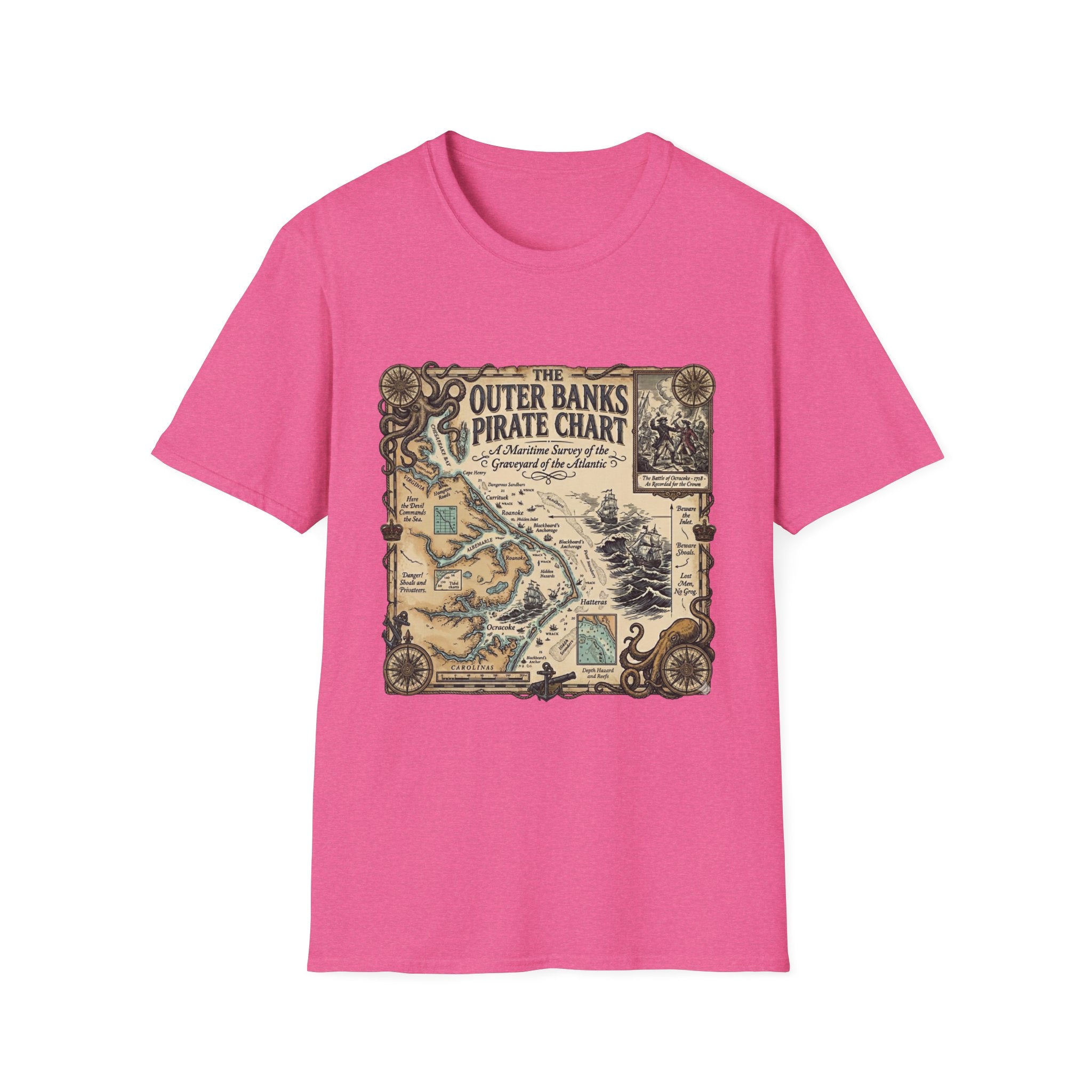 Outer Banks Pirate Map T-Shirt — Vintage Nautical Treasure Chart Tee