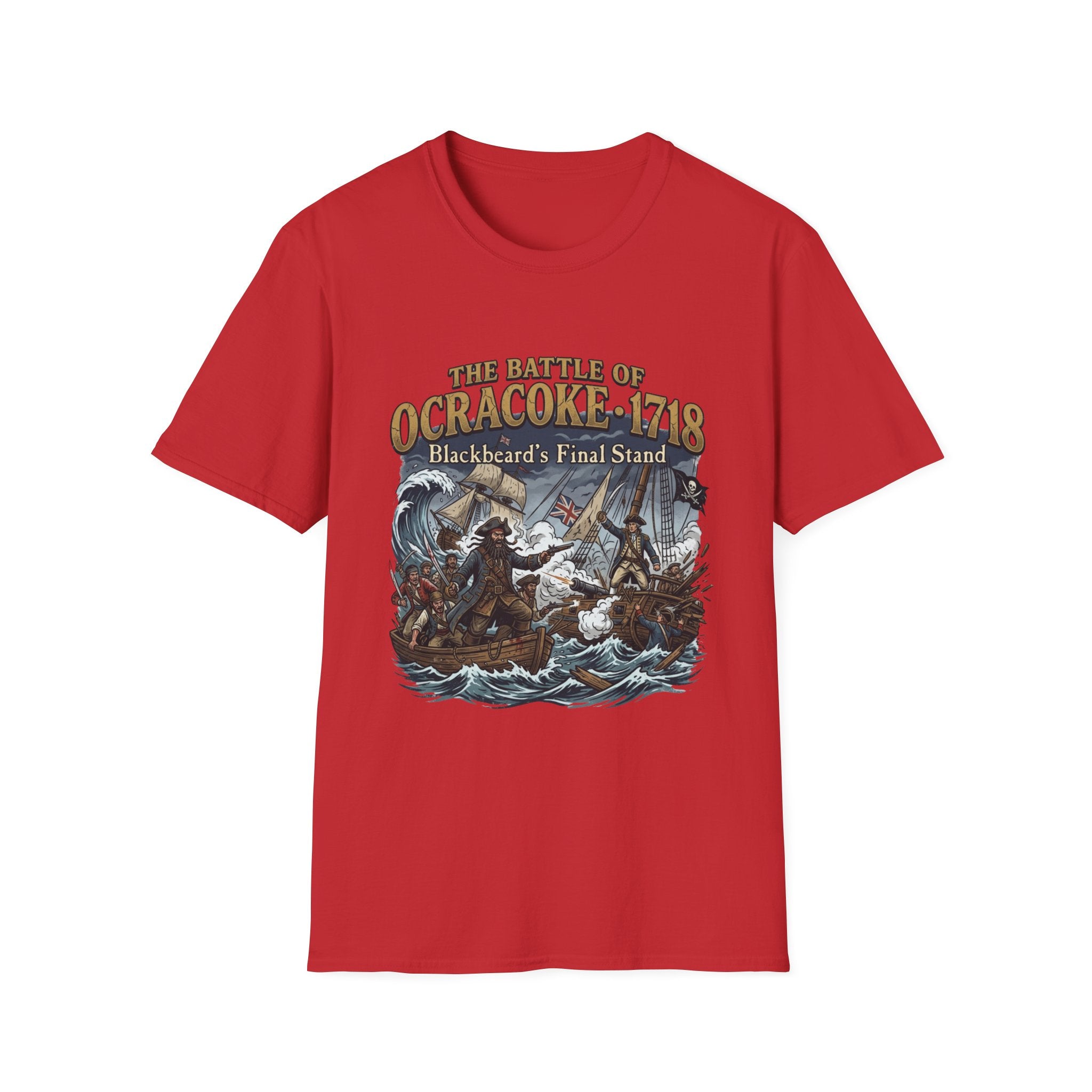 Ocracoke 1718 Battle T-Shirt — "The Battle of Ocracoke 1718: Blackbeard’s Final Stand" Pirate History Tee