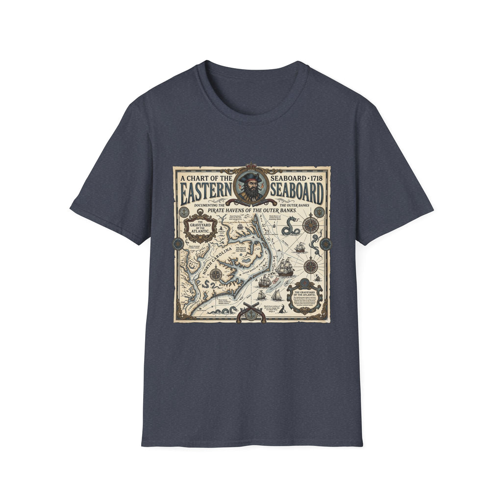 Eastern Seaboard 1718 Vintage Pirate Map T-Shirt