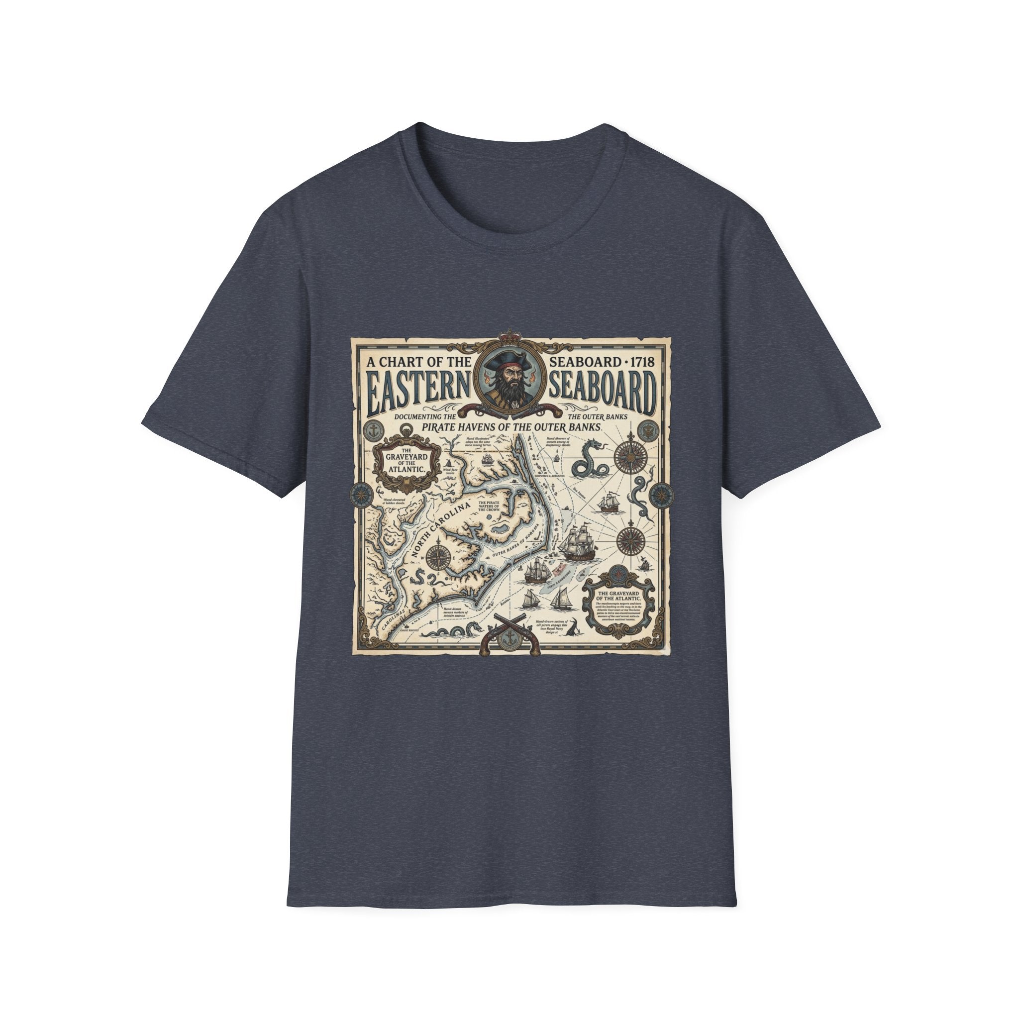 Eastern Seaboard 1718 Vintage Pirate Map T-Shirt