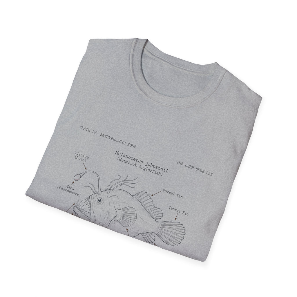 Anglerfish Anatomy Tee — Scientific Diagram Fish T-Shirt with “Anatomy of an Anglerfish” Design