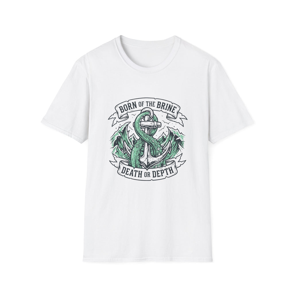 T-shirt Ancre Tête de Mort — "Né de la saumure / Mort ou Profondeur" T-shirt graphique nautique