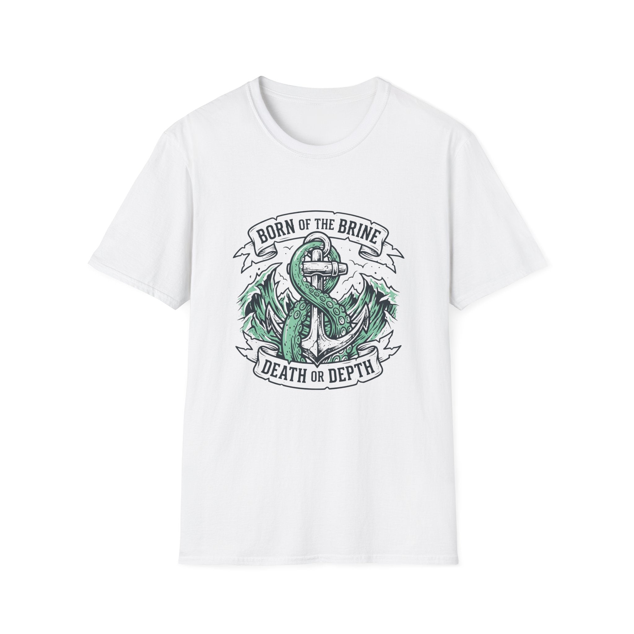 Anchor Skull T-Shirt — "Born of the Brine / Death or Depth" Nautical Graphic Tee