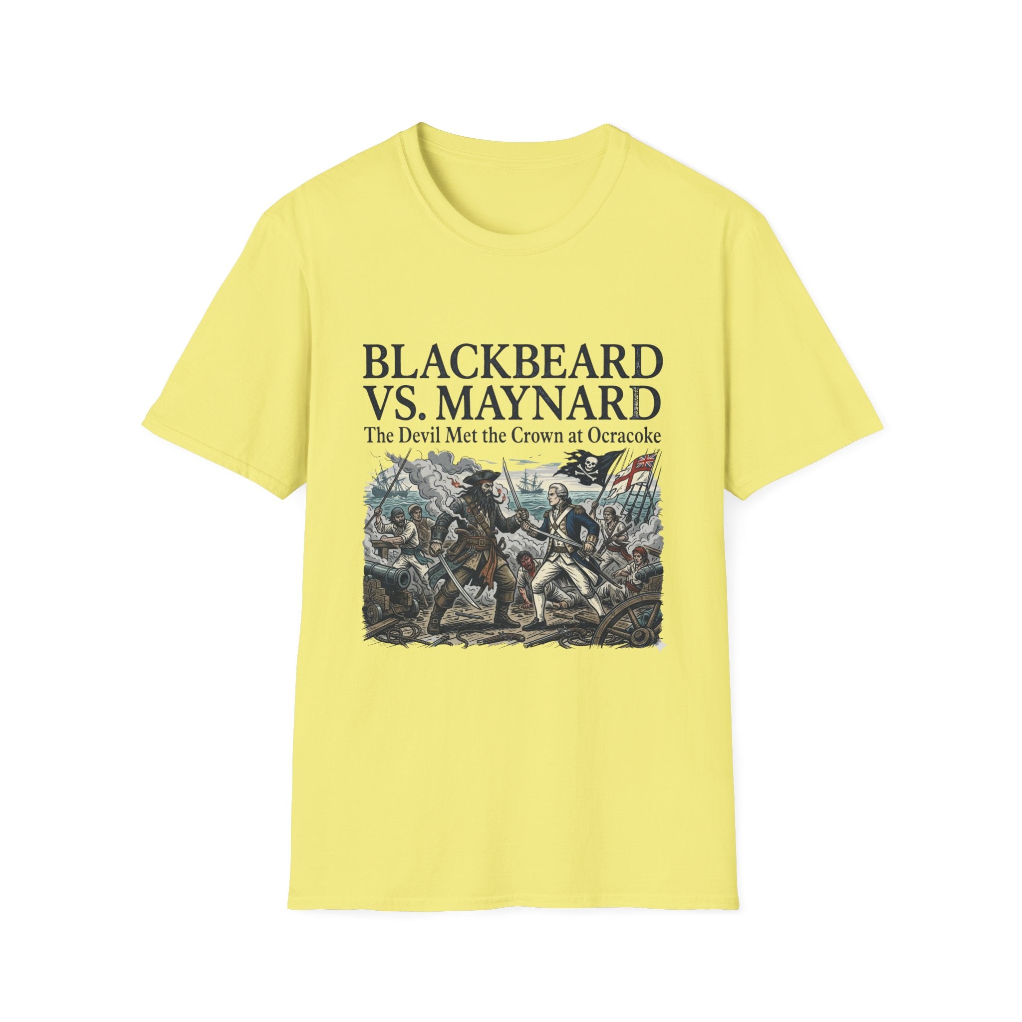 Blackbeard vs. Maynard T‑Shirt — "The Devil Met the Crown at Ocracoke" Historical Pirate Battle Tee