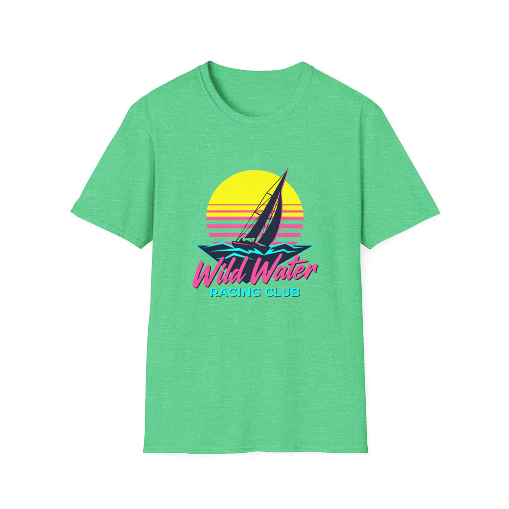 Sailboat Sunset T-Shirt — "Wild Water Racing Club" Retro Nautical Tee