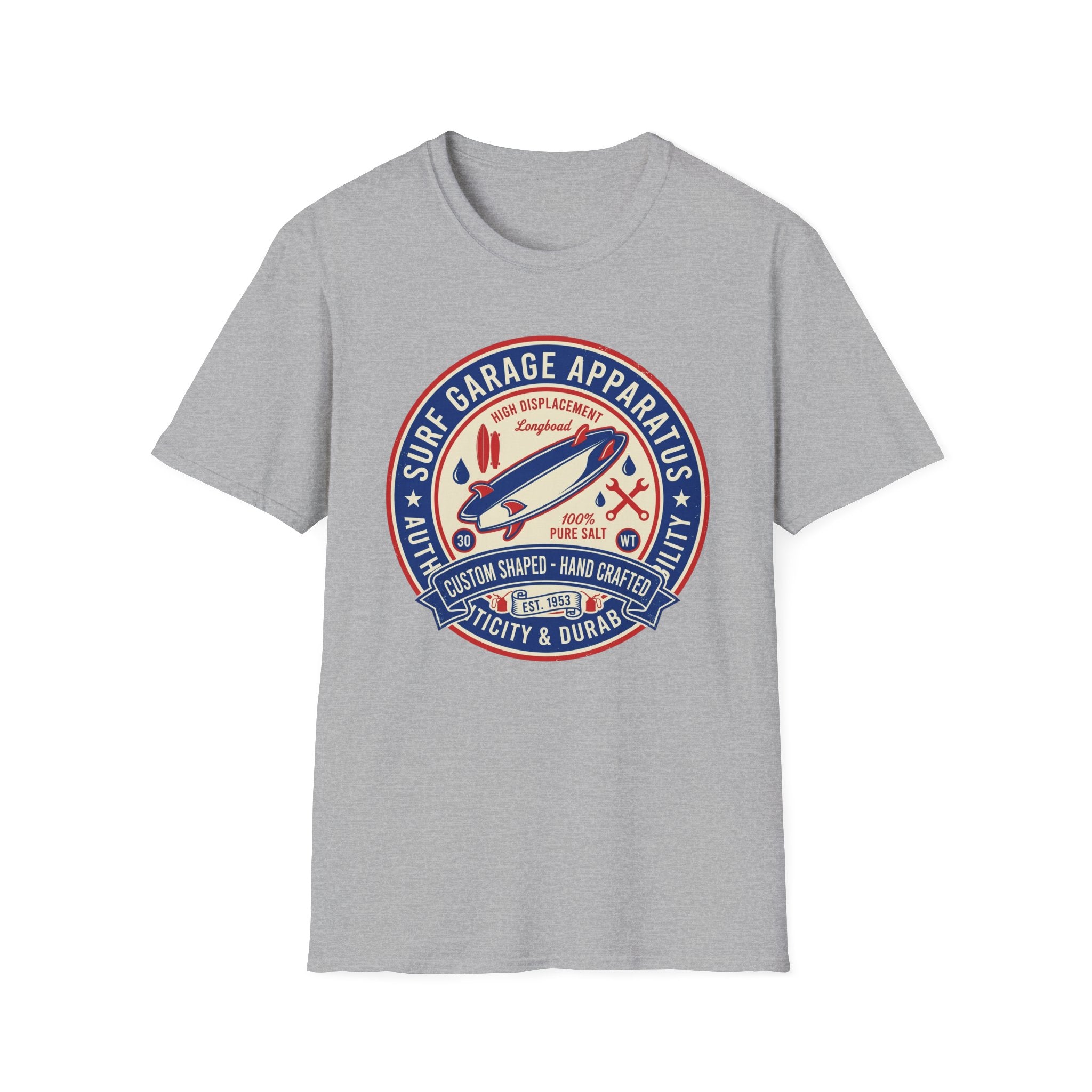 Garage Surf Apparel T-Shirt — Retro Surfboard Badge Design