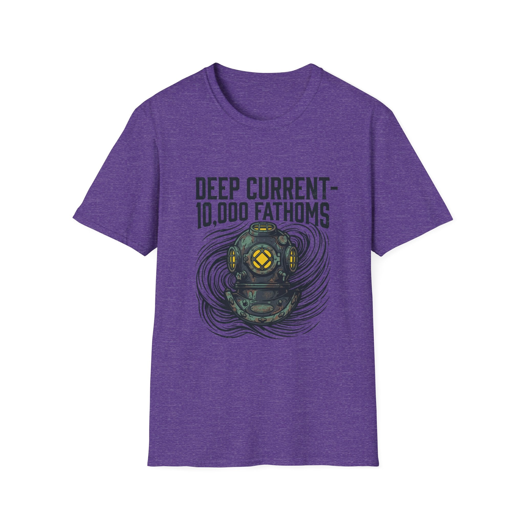 T-shirt Deep Current — T-shirt graphique plongeur vintage « Deep Current 10 000 brasses »