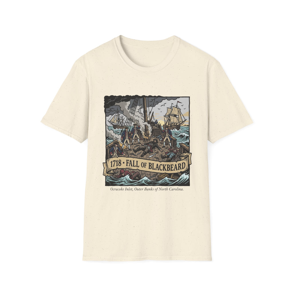 Fall of Blackbeard 1718 T-Shirt — Historic Pirate Battle Tee