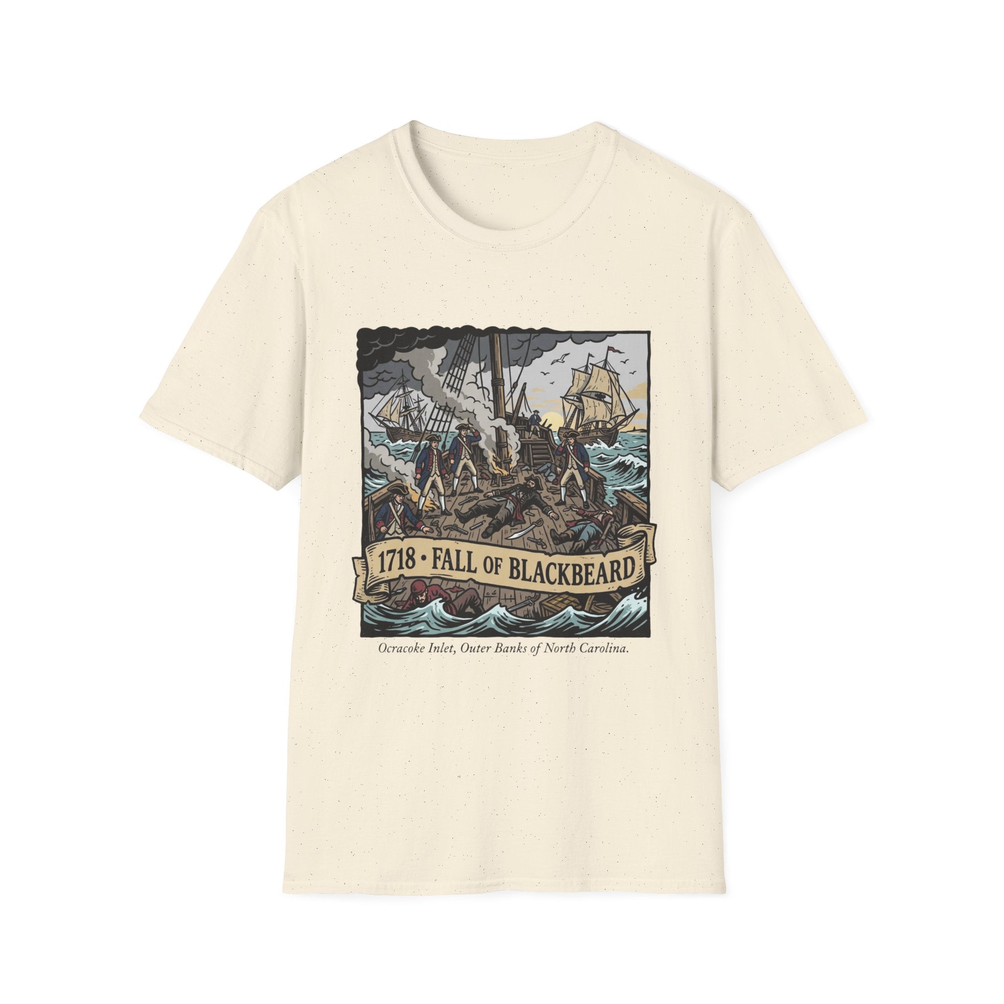 Fall of Blackbeard 1718 T-Shirt — Historic Pirate Battle Tee