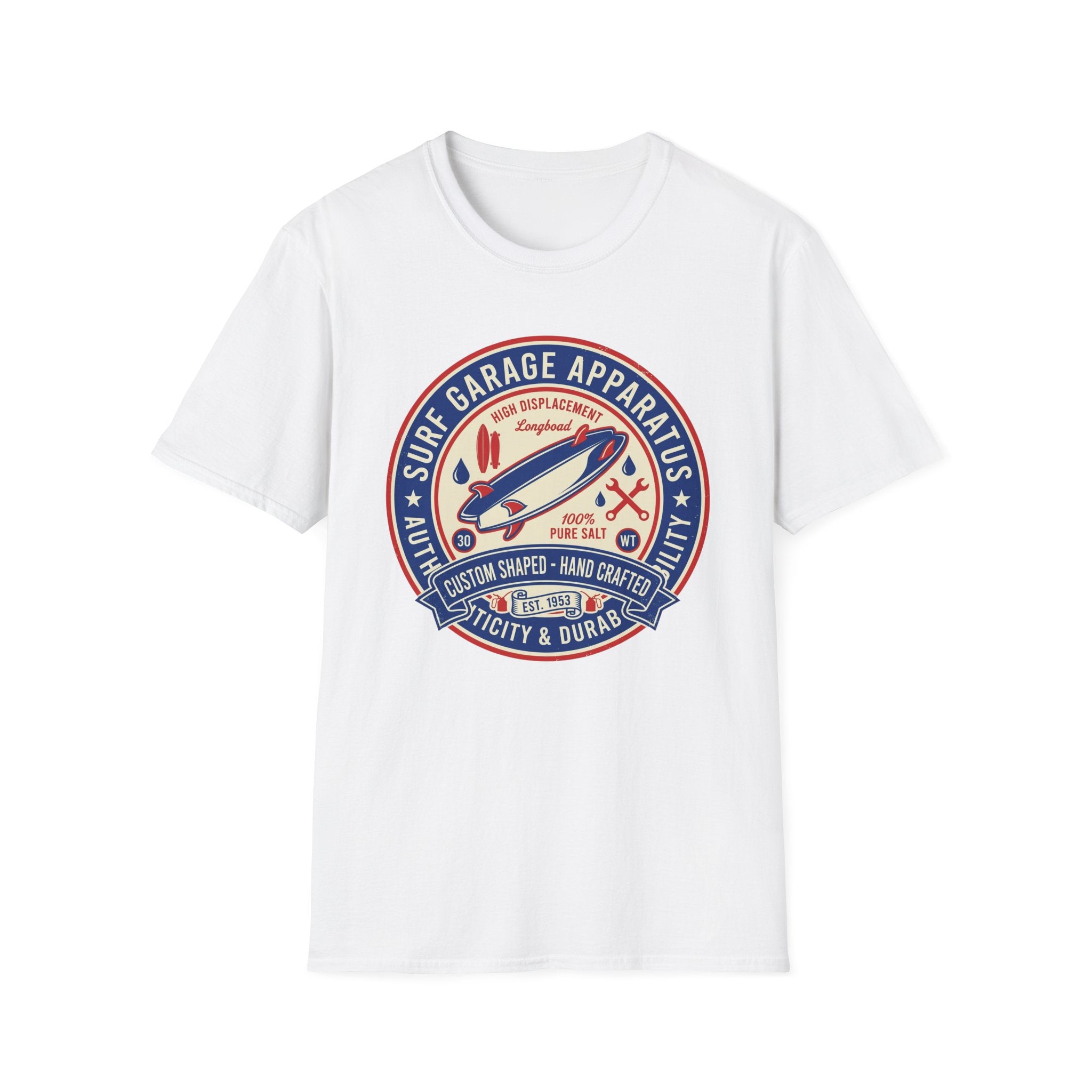 Garage Surf Apparel T-Shirt — Retro Surfboard Badge Design