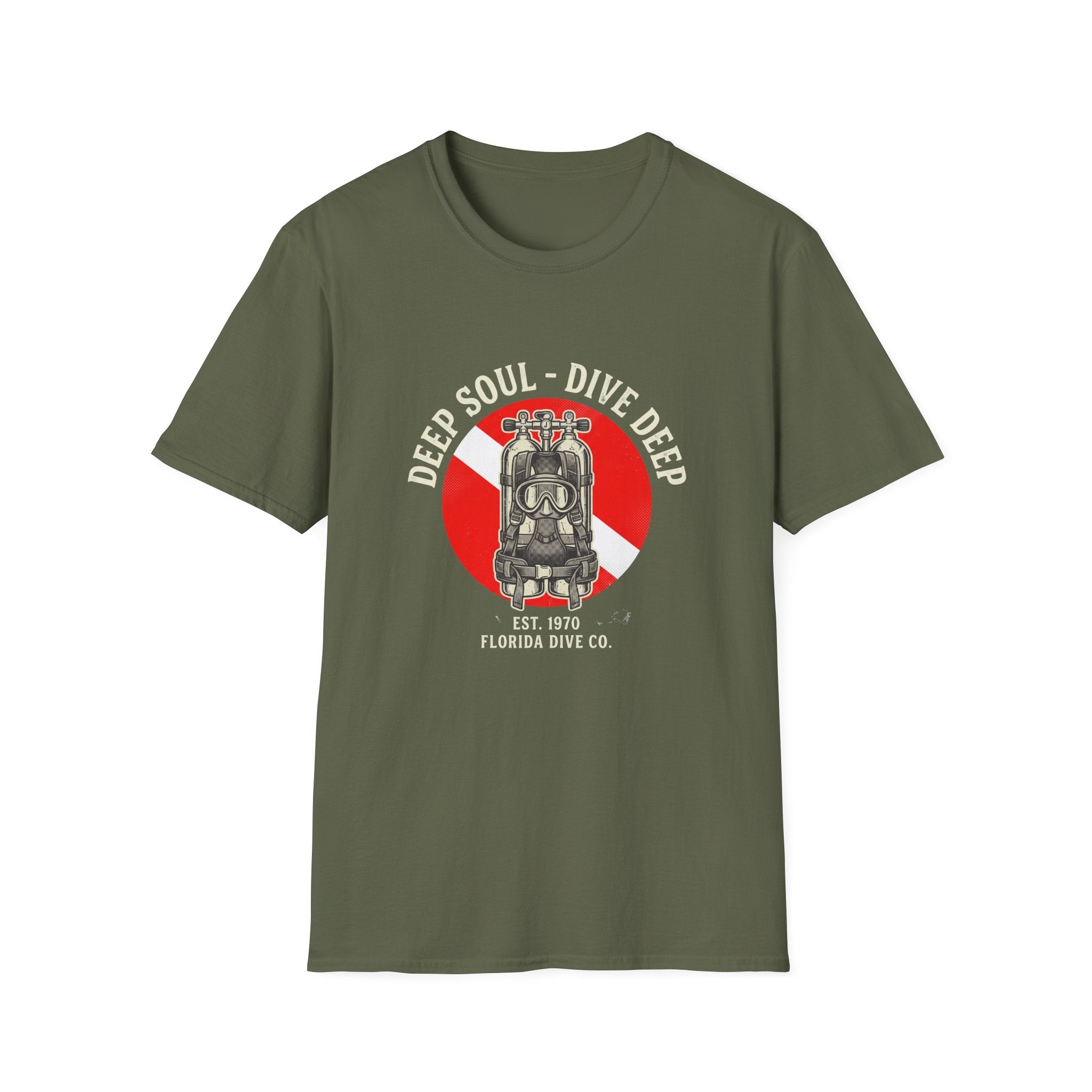 T-Shirt — Dive Flag Scuba Regulator Design (“Dive Your Soul: Dive Deep”)