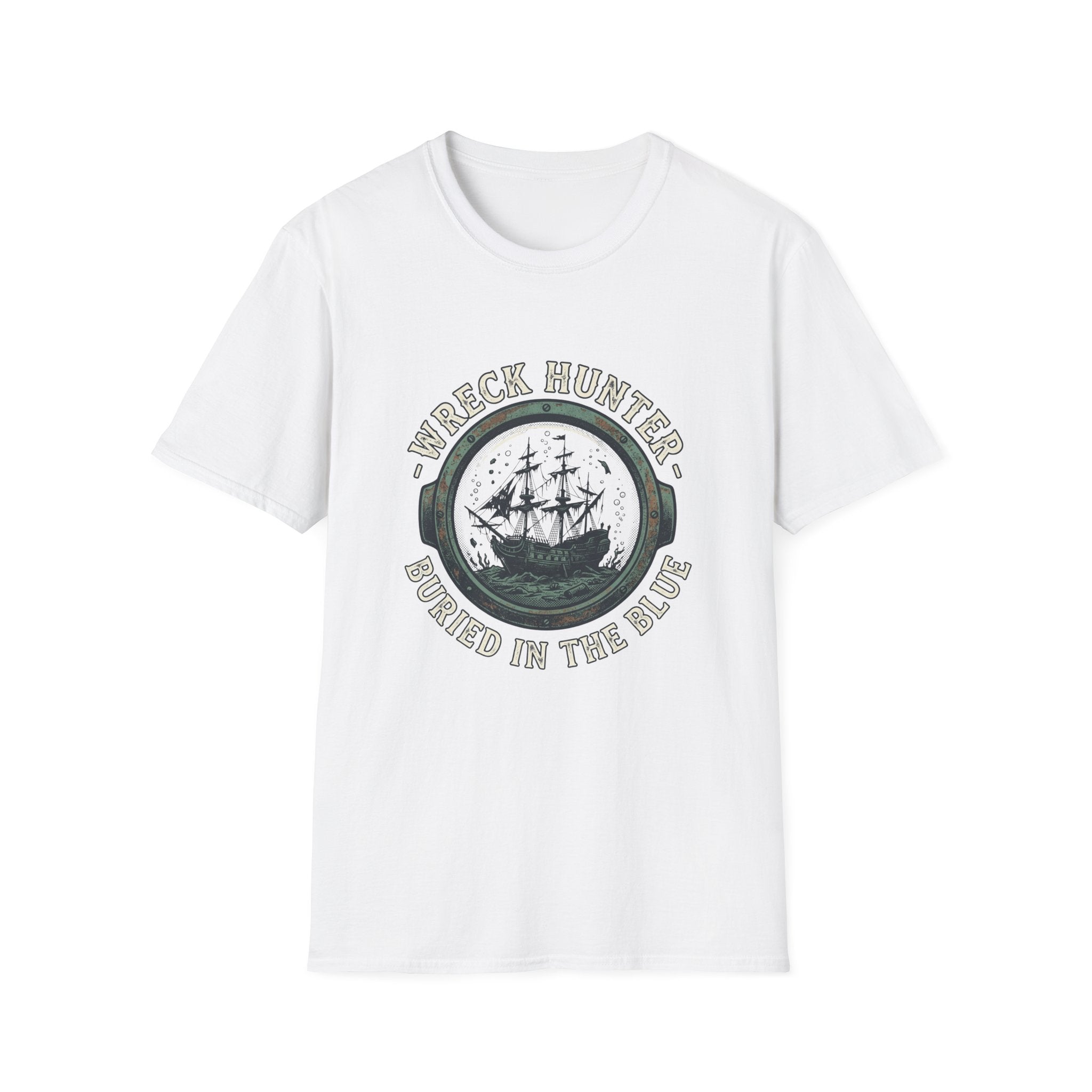 Wreck Hunter T‑Shirt — 'Buried in the Blue' Vintage Shipwreck Design