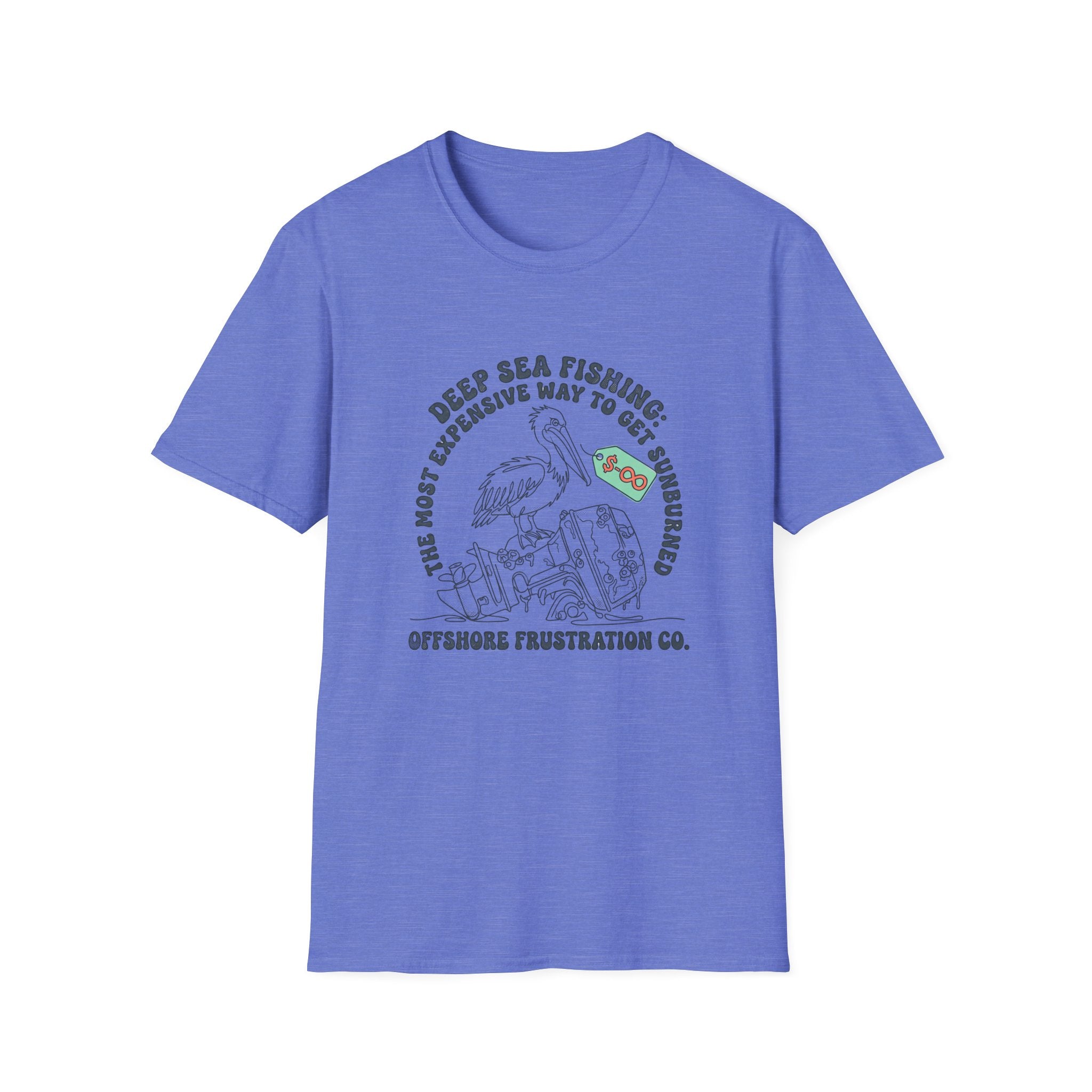 Fishing T-Shirt — “Deep Sea Fishing: The Most Expensive Way to Get Sunburned” Vintage Offshore Graphic