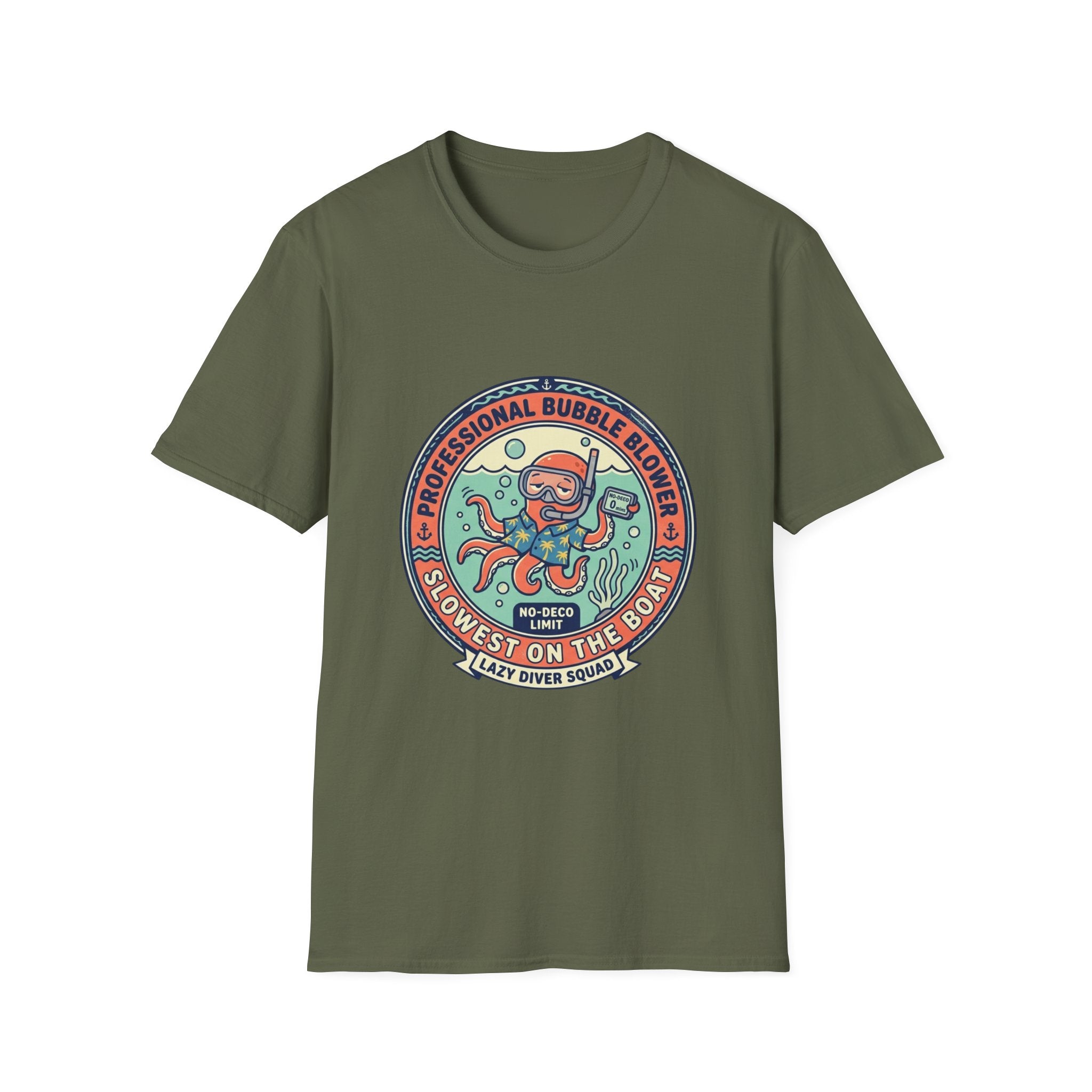 Octopus Bubble Blower T-Shirt — "Professional Bubble Blower" Retro Nautical Tee
