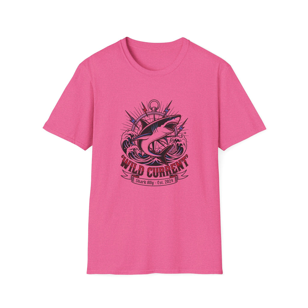 Shark "Wild Current" Graphic T-Shirt — Nautical Fishing Crew Tee