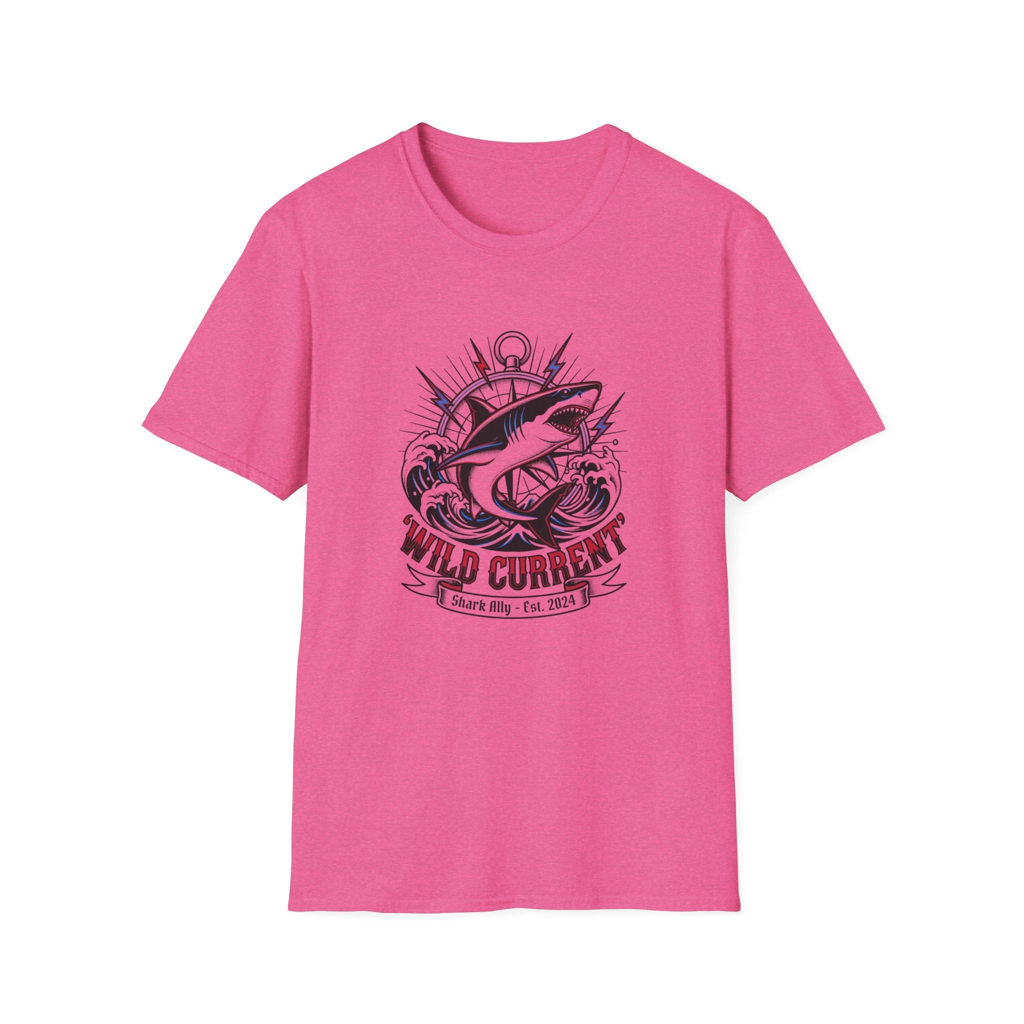 Shark "Wild Current" Graphic T-Shirt — Nautical Fishing Crew Tee