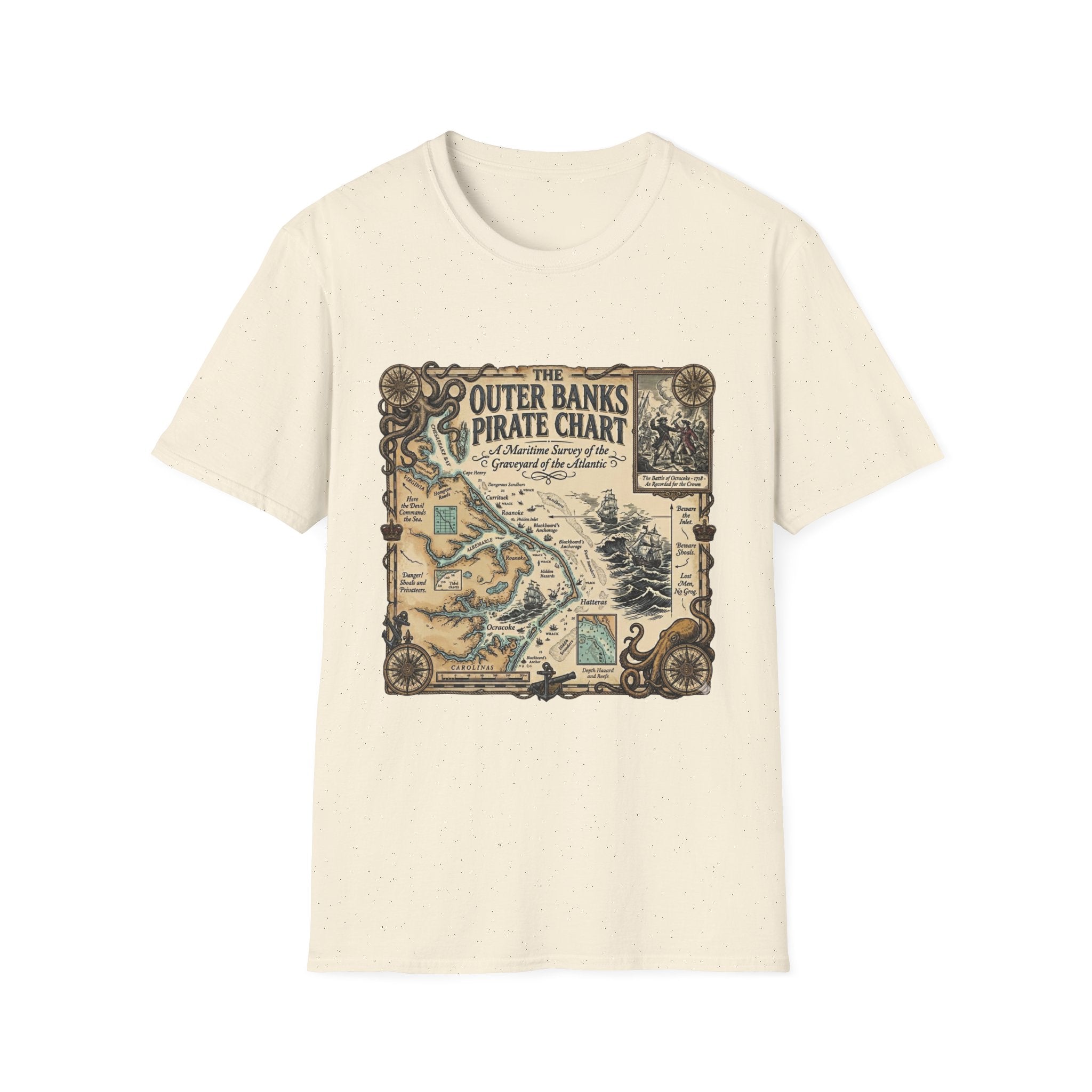 Outer Banks Pirate Map T-Shirt — Vintage Nautical Treasure Chart Tee