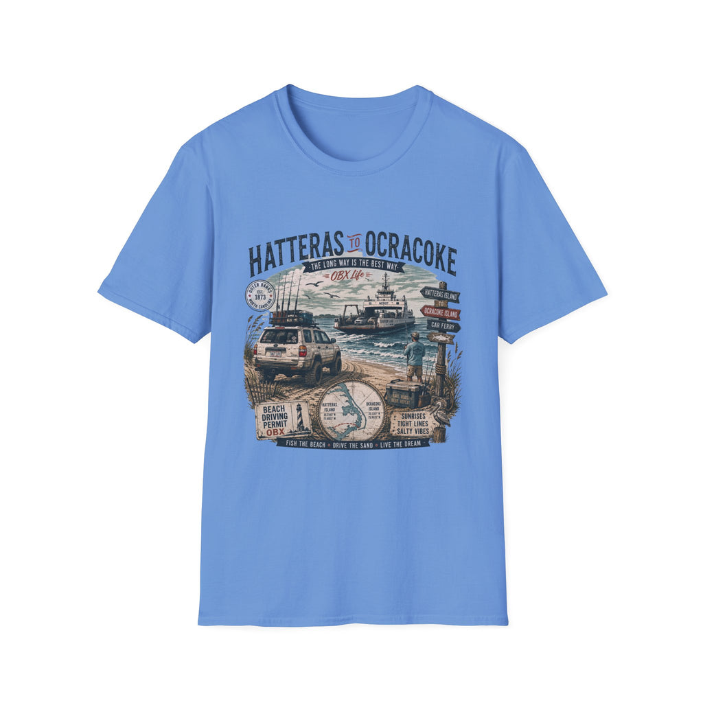 Outer Banks Road Trip T‑Shirt — Hatteras to Ocracoke Coastal Vintage Design