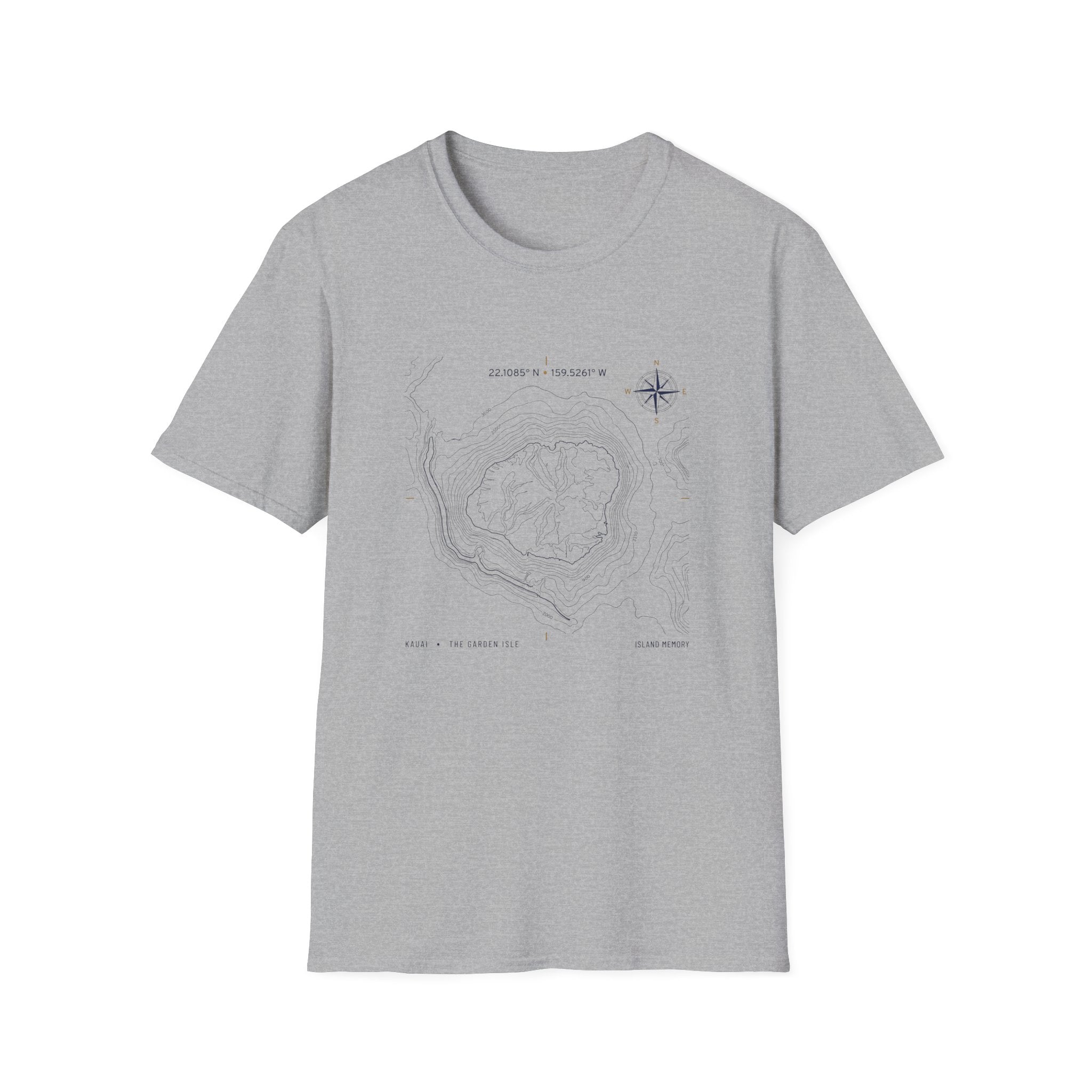 Island Map T-Shirt — Minimal Nautical Compass Tee